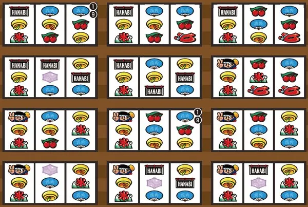 ハナビボーナス成立ゲーム濃厚目・左リール上段暖簾or単独ドン停止