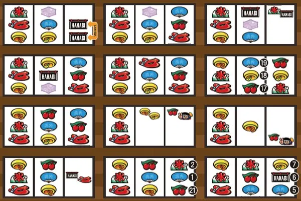 ハナビボーナス成立ゲーム濃厚目・左リール七付近