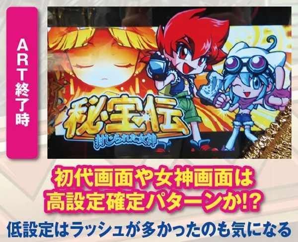秘宝伝伝説ART&高確率ゾーン終了画面（実戦値）
