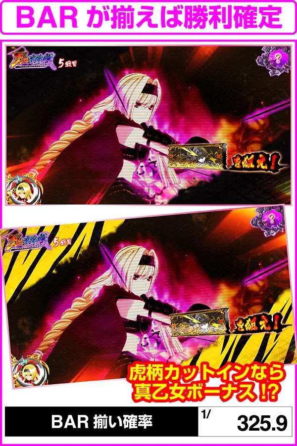 戦国乙女2鬼神討伐・BAR揃い確率