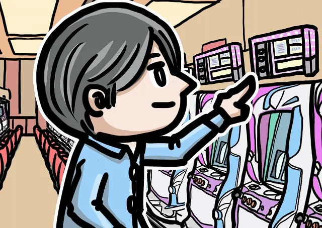 各台計数機をチェックする人