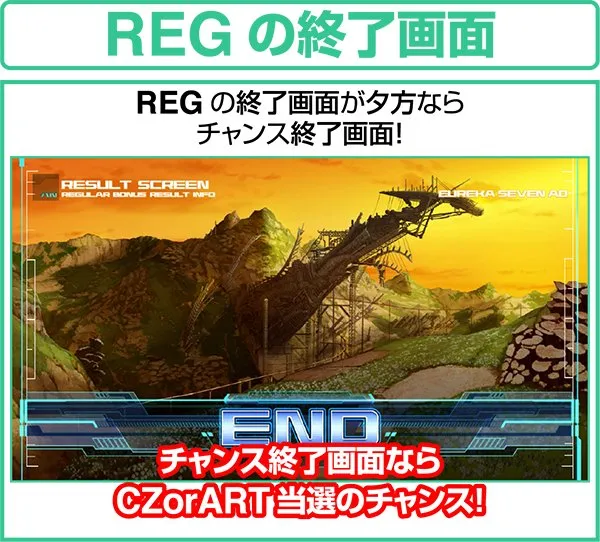 エウレカAOREGボーナスの終了画面