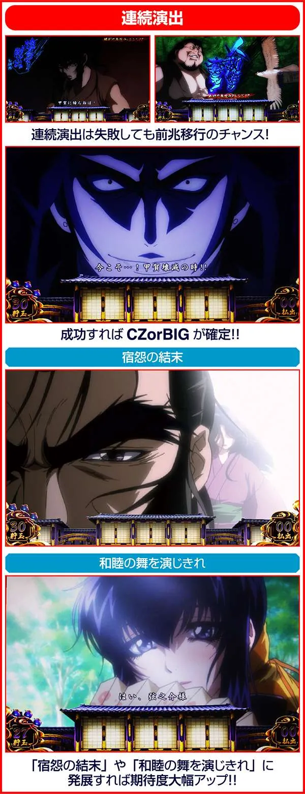 バジリスク3CZ・争忍チャレンジ・連続演出
