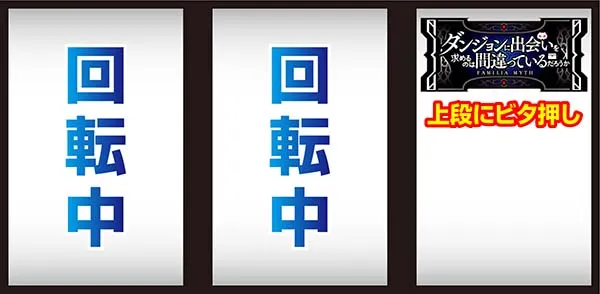 ダンまちボーナス最速判別手順・右リールBARビタ押し