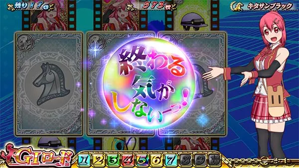 優駿倶楽部2AT中プレミアム演出・継続率示唆パターン・終わる気がしないーっ！