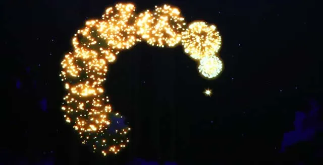 花火絶景花火百景ステージ消灯→打ち上げ花火演出