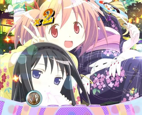 劇場版まどマギ通常時リーチ前＆リーチ後予告演出・魔法少女の浴衣