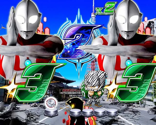 ウルトラ6兄弟プレミアムリーチ後デバイス予告ゼブラ柄泥棒出現