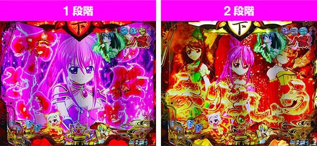 戦国乙女6・リーチ前予告・中盤カットイン予告