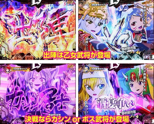 ぱちんこ戦国乙女LEGENDBATTLE（レジェンドバトル）・レジェンドバトル中・主要リーチ