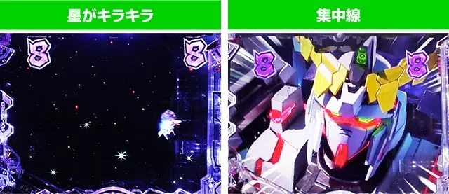 ぱちんこ・機動戦士ガンダムユニコーン再来-白き一角獣と黒き獅子-（ユニコーン2）・［デストロイRUSH］リーチ前予告
