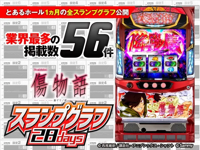 パチスロ傷物語 始マリノ刻』スランプグラフ業界最多56本掲載！ 多数の