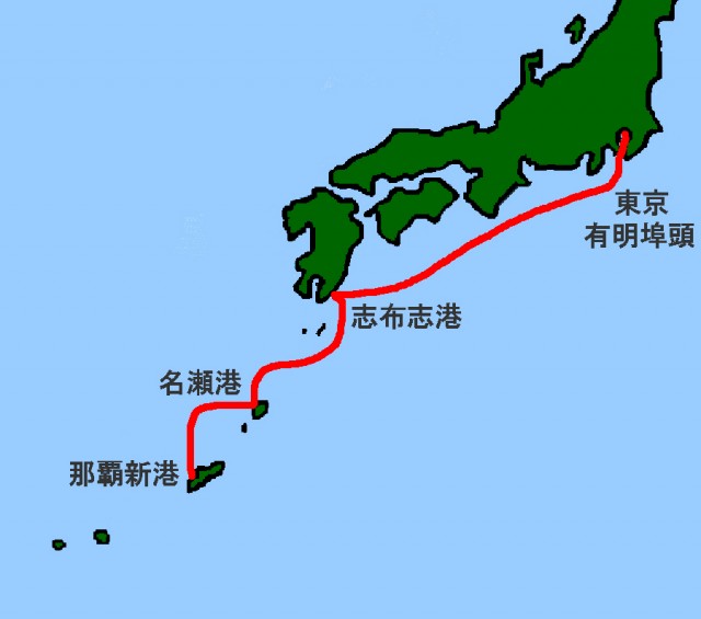 マルエーフェリー東京航路の図