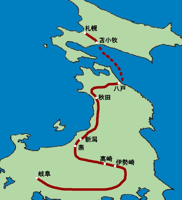 岐阜→札幌の図1